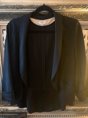 Black Draped Shawl-Collar Blazer
